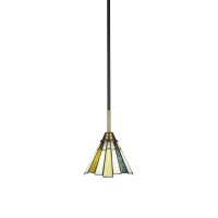 Paramount 1 Light Mini Pendant In Matte Black And Brass Finish With 7