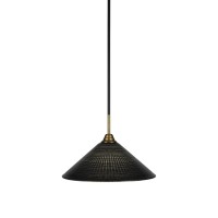 Paramount 1 Light Mini Pendant In Matte Black And Brass Finish With 16