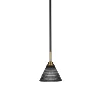 Paramount 1 Light Mini Pendant In Matte Black And Brass Finish With 7