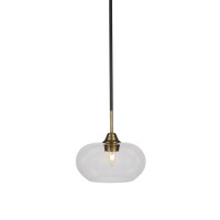 Paramount 1 Light Mini Pendant In Matte Black And Brass Finish With 10