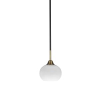 Paramount 1 Light Mini Pendant In Matte Black And Brass Finish With 7