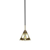 Paramount 1 Light Mini Pendant In Matte Black And Brass Finish With 7