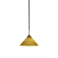 Paramount 1 Light Mini Pendant In Matte Black And Brass Finish With 12