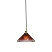 Paramount 1 Light Mini Pendant In Matte Black And Brass Finish With 12