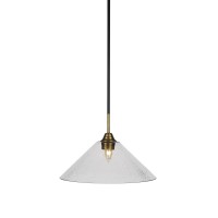 Paramount 1 Light Mini Pendant In Matte Black And Brass Finish With 16