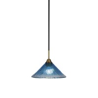 Paramount 1 Light Mini Pendant In Matte Black And Brass Finish With 12