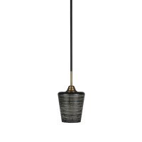 Paramount 1 Light Mini Pendant In Matte Black And Brass Finish With 6