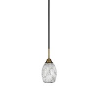 Paramount 1 Light Mini Pendant In Matte Black And Brass Finish With 5