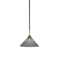 Paramount 1 Light Mini Pendant In Matte Black And Brass Finish With 12