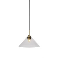 Paramount 1 Light Mini Pendant In Matte Black And Brass Finish With 12