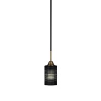 Paramount 1 Light Mini Pendant In Matte Black And Brass Finish With 4