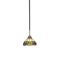 Paramount 1 Light Mini Pendant In Matte Black And Brass Finish With 7