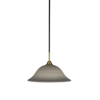 Paramount 1 Light Mini Pendant In Matte Black And Brass Finish With 16