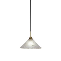 Paramount 1 Light Mini Pendant In Matte Black And Brass Finish With 12