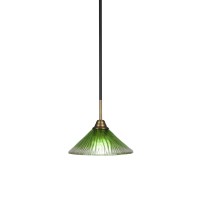 Paramount 1 Light Mini Pendant In Matte Black And Brass Finish With 10