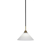 Paramount 1 Light Mini Pendant In Matte Black And Brass Finish With 12