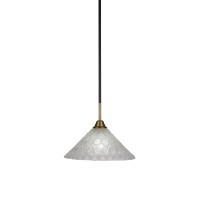 Paramount 1 Light Mini Pendant In Matte Black And Brass Finish With 12