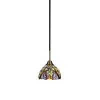 Paramount 1 Light Mini Pendant In Matte Black And Brass Finish With 7