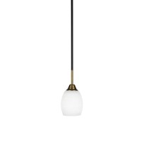 Paramount 1 Light Mini Pendant In Matte Black And Brass Finish With 5