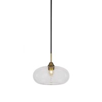 Paramount 1 Light Mini Pendant In Matte Black And Brass Finish With 13