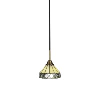 Paramount 1 Light Mini Pendant In Matte Black And Brass Finish With 7