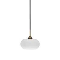 Paramount 1 Light Mini Pendant In Matte Black And Brass Finish With 10