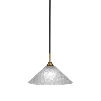 Paramount 1 Light Mini Pendant In Matte Black And Brass Finish With 16