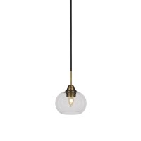 Paramount 1 Light Mini Pendant In Matte Black And Brass Finish With 7