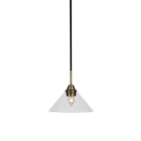 Paramount 1 Light Mini Pendant In Matte Black And Brass Finish With 10