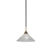 Paramount 1 Light Mini Pendant In Matte Black And Brass Finish With 12