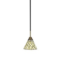 Paramount 1 Light Mini Pendant In Matte Black And Brass Finish With 7