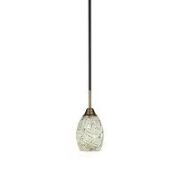 Paramount 1 Light Mini Pendant In Matte Black And Brass Finish With 5