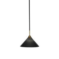 Paramount 1 Light Mini Pendant In Matte Black And Brass Finish With 12