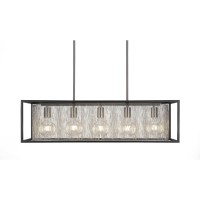 Cadina 5 Light Island Light Shown In Matte Black & Brushed Nickel Finish With 4 Watt Led Bulbs