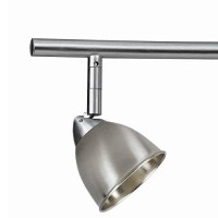 Benjara 3 Light 120V Metal Track Light Fixture With Round Shade, Silver