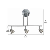 Benjara 3 Light 120V Metal Track Light Fixture With Round Shade, Silver