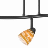 Benjara 3 Light 120V Metal Track Light Fixture With Glass Shade, Black And Yellow