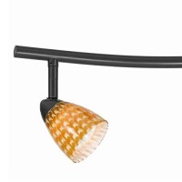 Benjara 3 Light 120V Metal Track Light Fixture With Glass Shade, Black And Yellow