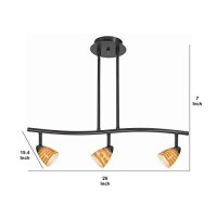 Benjara 3 Light 120V Metal Track Light Fixture With Glass Shade, Black And Yellow