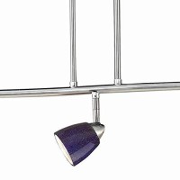 Benjara 3 Light 120V Metal Track Light Fixture With Glass Shade, Blue And Silver