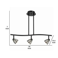 Benjara 3 Light 120V Metal Track Light Fixture, Black And Silver