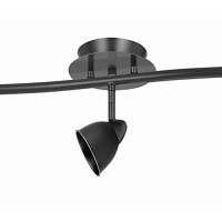 Benjara 5 Light 120V Metal Track Light Fixture With Round Shade, Black