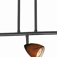 Benjara 3 Light 120V Metal Track Light Fixture With Glass Shade, Black And Brown