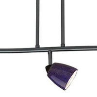 Benjara 3 Light 120V Metal Track Light Fixture With Glass Shade, Black And Blue