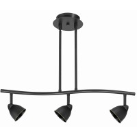 Benjara 3 Light 120V Metal Track Light Fixture With Round Shade, Black