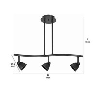 Benjara 3 Light 120V Metal Track Light Fixture With Round Shade, Black