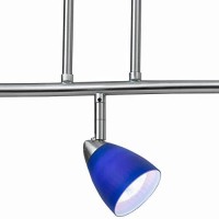 Benjara 3 Light 120V Metal Track Light Fixture With Glass Shade, Silver And Blue