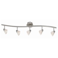 Benjara 5 Light 120V Metal Track Light Fixture With Glass Shade, White And Silver