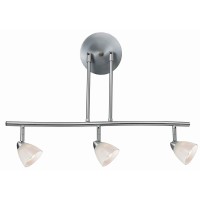 Benjara 3 Light 120V Metal Track Light Fixture With Glass Shade, White And Silver