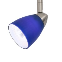 Benjara Hand Blown Glass Shade Adjustable Track Light Head With Metal Frame, Blue